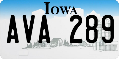 IA license plate AVA289