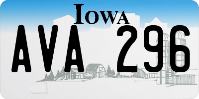 IA license plate AVA296