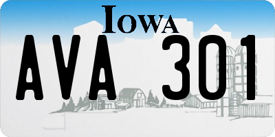 IA license plate AVA301