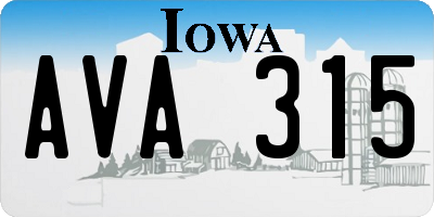 IA license plate AVA315