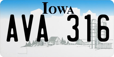 IA license plate AVA316