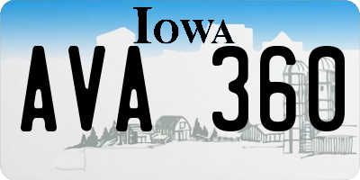 IA license plate AVA360
