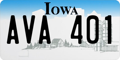 IA license plate AVA401