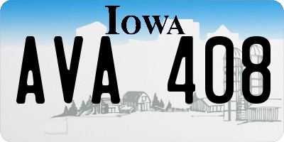 IA license plate AVA408