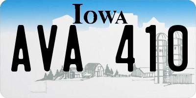 IA license plate AVA410