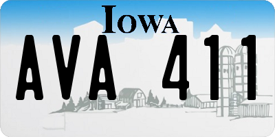 IA license plate AVA411