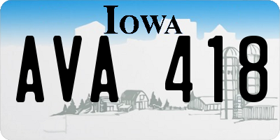 IA license plate AVA418