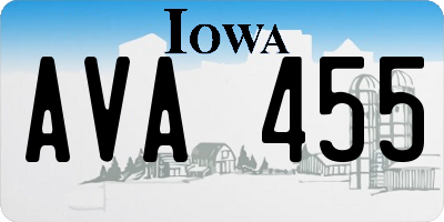 IA license plate AVA455