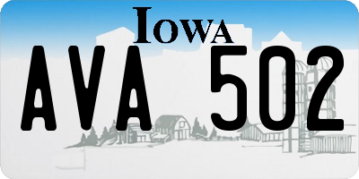 IA license plate AVA502