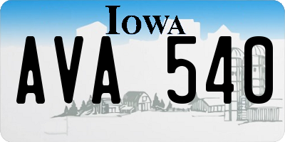 IA license plate AVA540