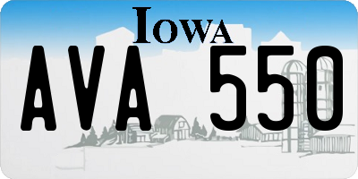 IA license plate AVA550