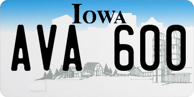 IA license plate AVA600