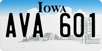 IA license plate AVA601