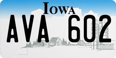 IA license plate AVA602