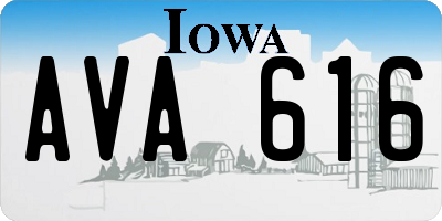 IA license plate AVA616