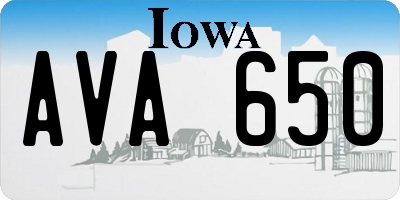 IA license plate AVA650