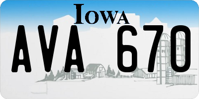 IA license plate AVA670