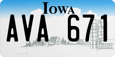 IA license plate AVA671