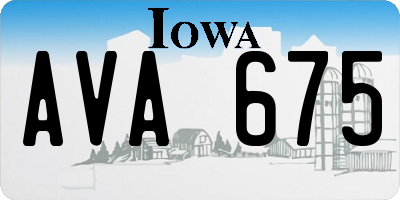 IA license plate AVA675