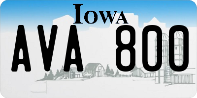 IA license plate AVA800