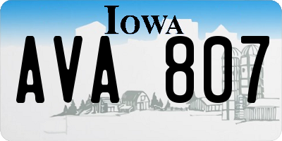 IA license plate AVA807