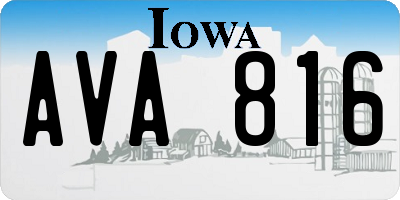 IA license plate AVA816