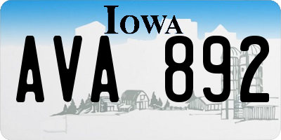IA license plate AVA892