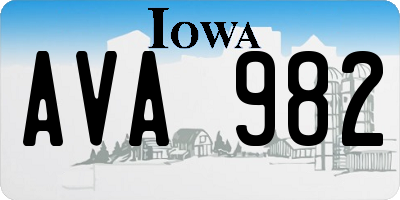 IA license plate AVA982