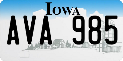 IA license plate AVA985