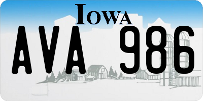 IA license plate AVA986