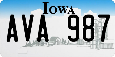 IA license plate AVA987