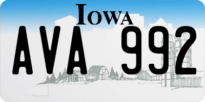 IA license plate AVA992