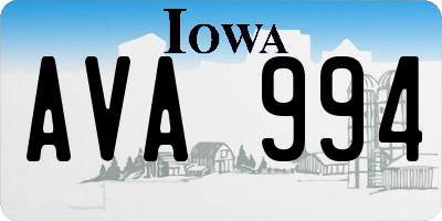 IA license plate AVA994