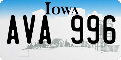 IA license plate AVA996