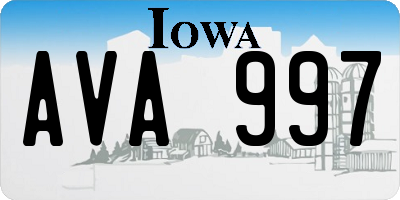 IA license plate AVA997