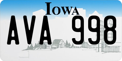 IA license plate AVA998