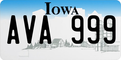 IA license plate AVA999