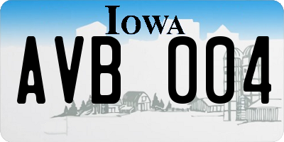 IA license plate AVB004
