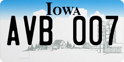 IA license plate AVB007