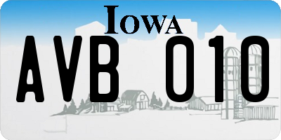 IA license plate AVB010