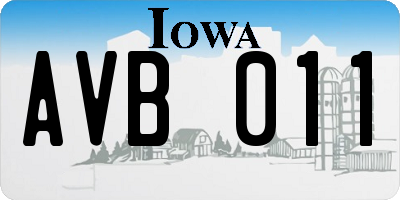 IA license plate AVB011