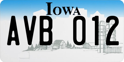 IA license plate AVB012