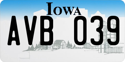 IA license plate AVB039
