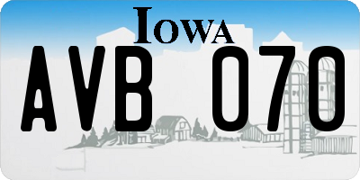 IA license plate AVB070