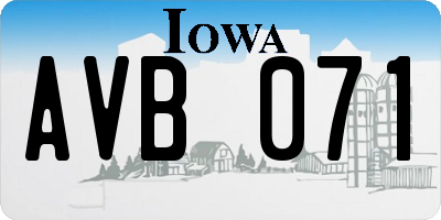 IA license plate AVB071