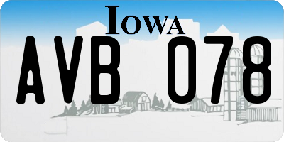IA license plate AVB078