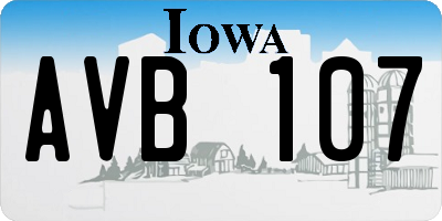 IA license plate AVB107