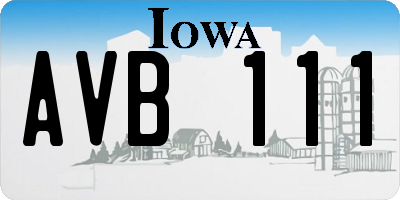 IA license plate AVB111