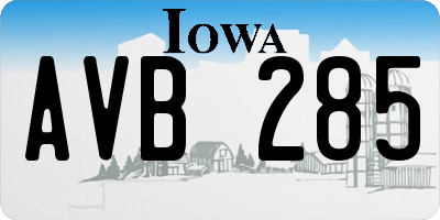 IA license plate AVB285
