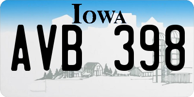 IA license plate AVB398